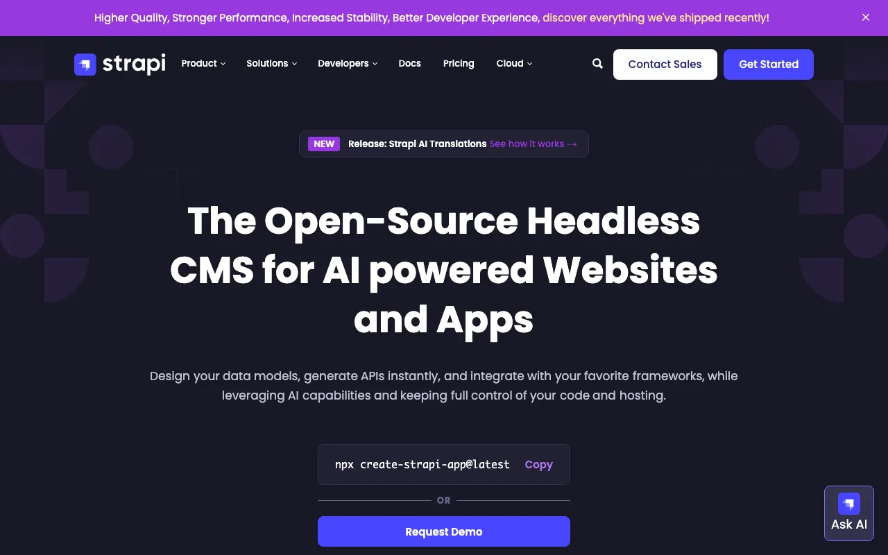 Strapi Landing Page